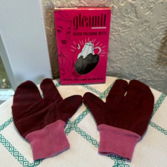 Vintage Gleamit Silver Polishing Mitts in Original Box Used Condition - Picture 1 of 12